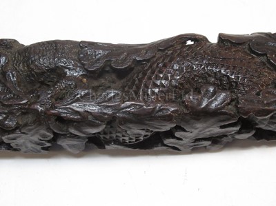 Lot 90 - A FINELY CARVED PRESENTATION TILLER FOR HMS RATTLESNAKE, CIRCA 1870