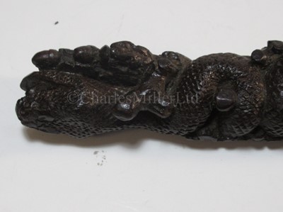 Lot 90 - A FINELY CARVED PRESENTATION TILLER FOR HMS RATTLESNAKE, CIRCA 1870