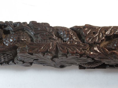 Lot 90 - A FINELY CARVED PRESENTATION TILLER FOR HMS RATTLESNAKE, CIRCA 1870