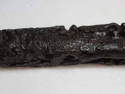 Lot 90 - A FINELY CARVED PRESENTATION TILLER FOR HMS RATTLESNAKE, CIRCA 1870