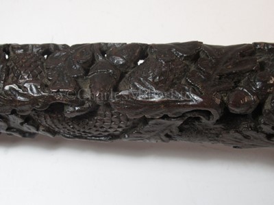Lot 90 - A FINELY CARVED PRESENTATION TILLER FOR HMS RATTLESNAKE, CIRCA 1870