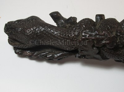 Lot 90 - A FINELY CARVED PRESENTATION TILLER FOR HMS RATTLESNAKE, CIRCA 1870