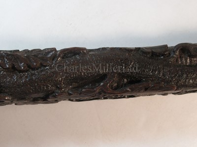 Lot 90 - A FINELY CARVED PRESENTATION TILLER FOR HMS RATTLESNAKE, CIRCA 1870