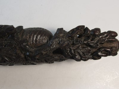 Lot 90 - A FINELY CARVED PRESENTATION TILLER FOR HMS RATTLESNAKE, CIRCA 1870