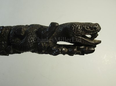 Lot 90 - A FINELY CARVED PRESENTATION TILLER FOR HMS RATTLESNAKE, CIRCA 1870