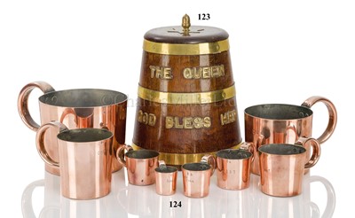 Lot 124 - A COMPLETE SET OF ROYAL NAVY COPPER RUM/GROG MEASURES, 20TH CENTURY