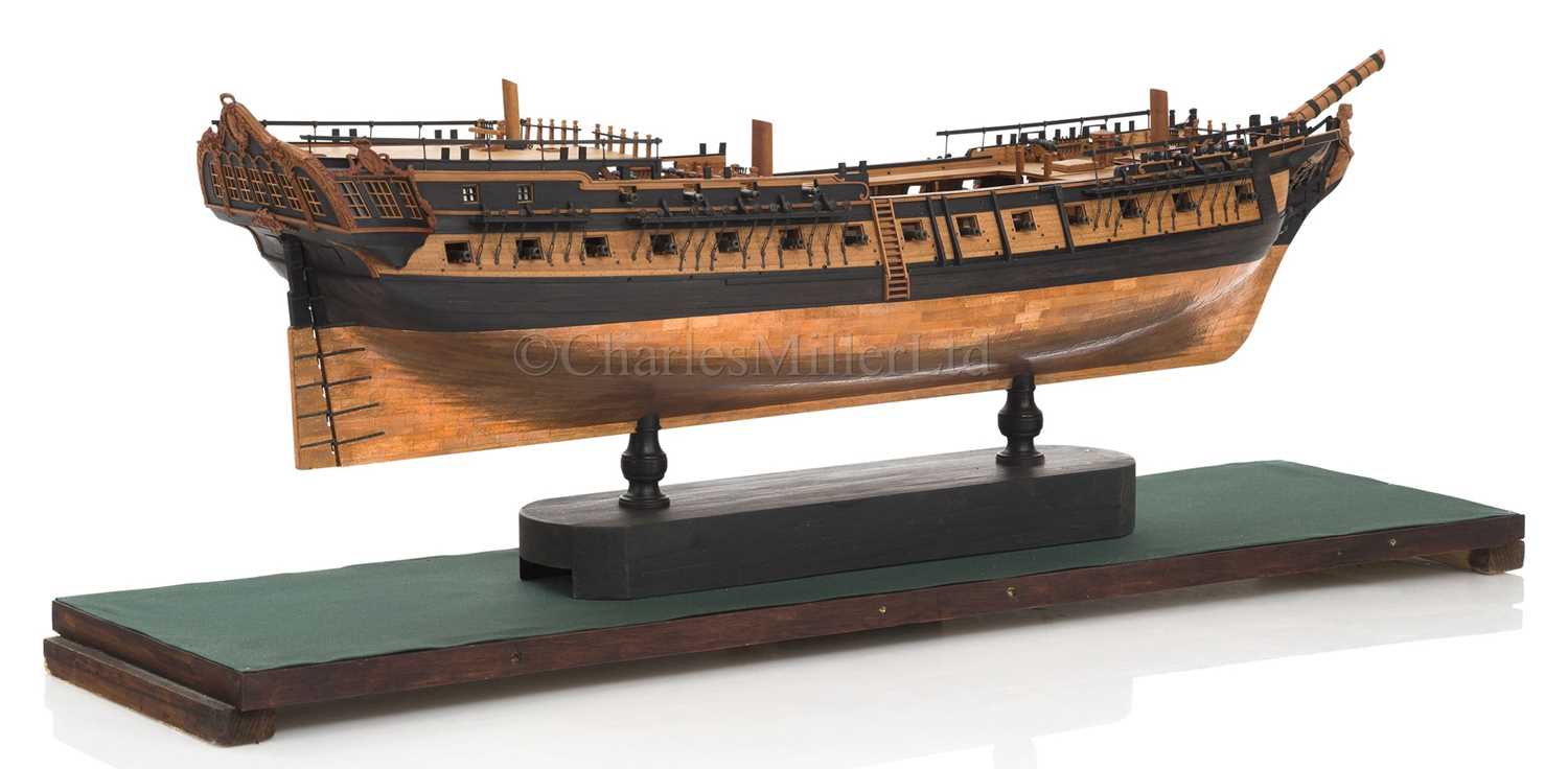 Lot 43 - A FINELY BUILT AND  CARVED 1:72 SCALE NAVY BOARD STYLE OF 44-GUN SWEDISH HEAVY FRIGATE VENUS [1783]