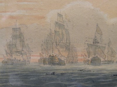 Lot 61 - ROBERT CLEVELEY (BRITISH, 1747-1809); The Battle of Cape St. Vincent, a pair of watercolours