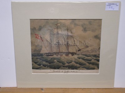 Lot 78 - OFFICER SCHOOL, EARLY 19TH CENTURY: H.M.S. 'Echo' chasing two French privateers off Dieppe, 1812