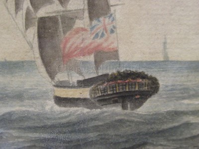 Lot 78 - OFFICER SCHOOL, EARLY 19TH CENTURY: H.M.S. 'Echo' chasing two French privateers off Dieppe, 1812