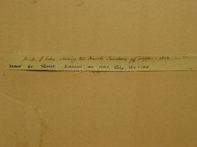 Lot 78 - OFFICER SCHOOL, EARLY 19TH CENTURY: H.M.S. 'Echo' chasing two French privateers off Dieppe, 1812