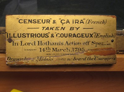 Lot 54 - NAVAL SCHOOL, CIRCA 1795: 'Censeur' and 'Ça Ira' taken by 'Illustrious' and 'Courageux' in Lord Hotham's action off Spezia, 14th March 1795