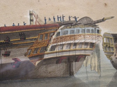 Lot 54 - NAVAL SCHOOL, CIRCA 1795: 'Censeur' and 'Ça Ira' taken by 'Illustrious' and 'Courageux' in Lord Hotham's action off Spezia, 14th March 1795