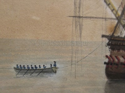 Lot 54 - NAVAL SCHOOL, CIRCA 1795: 'Censeur' and 'Ça Ira' taken by 'Illustrious' and 'Courageux' in Lord Hotham's action off Spezia, 14th March 1795