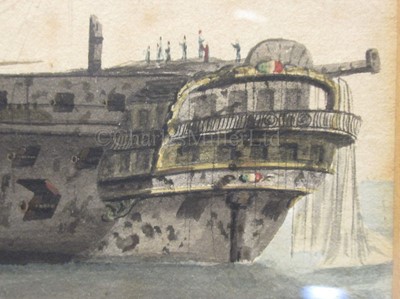 Lot 54 - NAVAL SCHOOL, CIRCA 1795: 'Censeur' and 'Ça Ira' taken by 'Illustrious' and 'Courageux' in Lord Hotham's action off Spezia, 14th March 1795