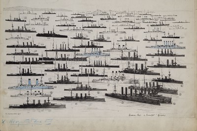 Lot 103 - F.L. BLANCHARD (BRITISH, 19TH/20TH CENTURY): The Russian fleet, 2nd June, 1905