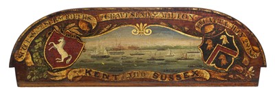 Lot 195 - A FINE STERN BOARD/SEAT BACK COMMEMORATING THE 1856 GRAVESEND AND MILTON REGATTA