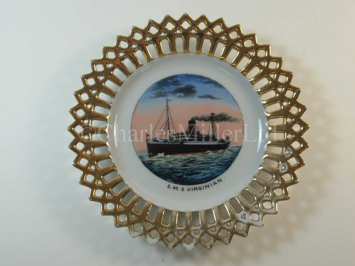 Lot 4 - An Allan Line (Royal Mail Steamers) ribbon plate, from S.M.S. 'Virginian'