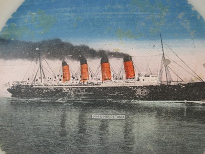 Lot 45 - A Cunard glass ribbon plate, from R.M.S. 'Mauretania'