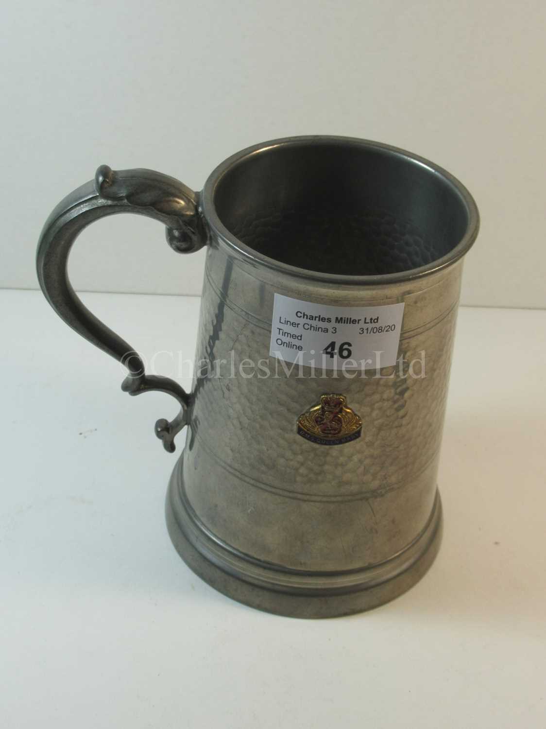 Lot 46 - A Cunard souvenir pewter tankard, from R.M.S. 'Queen Mary'