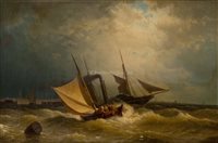 Lot 39 - HERMANN MEVIUS, (GERMAN, 1820-1864)<br/>A paddle...