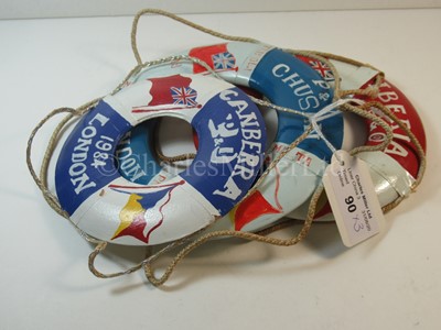 Lot 90 - A P&O Line set of three souvenir life belts, from 'Chusan', 'Iberia', 'Canberra'