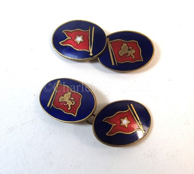 Lot 52B - A set of Cunard White Star Line enamelled cufflinks, circa 1936