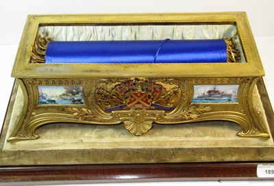 Lot 189 - AN HISTORICALLY INTERESTING FREEDOM CASKET PRESENTED TO ADMIRAL LORD CHARLES BERESFORD, 1912