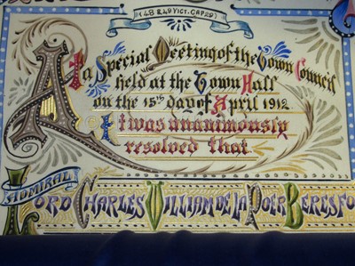 Lot 189 - AN HISTORICALLY INTERESTING FREEDOM CASKET PRESENTED TO ADMIRAL LORD CHARLES BERESFORD, 1912