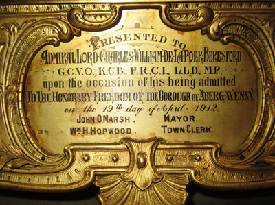 Lot 189 - AN HISTORICALLY INTERESTING FREEDOM CASKET PRESENTED TO ADMIRAL LORD CHARLES BERESFORD, 1912