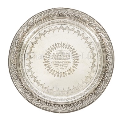Lot 64 - A PRESENTATION LIFESAVING SILVER SALVER, CIRCA 1877