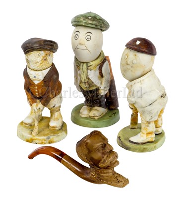 Lot 98 - THREE EDWARDIAN CARICATURE SPORTING FIGURINES BY JOHN HASSALL FOR DUNLOP, RECOVERED FROM THE WRECK OF R.M.S. MEDINA