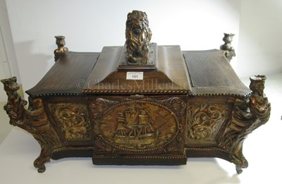 Lot 151 - A RARE CIGAR AND CIGARETTE CASKET MADE FROM OAK AND COPPER SALVAGED FROM H.M.S. FOUDROYANT