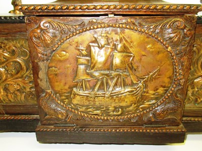 Lot 151 - A RARE CIGAR AND CIGARETTE CASKET MADE FROM OAK AND COPPER SALVAGED FROM H.M.S. FOUDROYANT