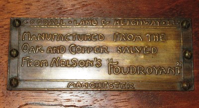 Lot 151 - A RARE CIGAR AND CIGARETTE CASKET MADE FROM OAK AND COPPER SALVAGED FROM H.M.S. FOUDROYANT