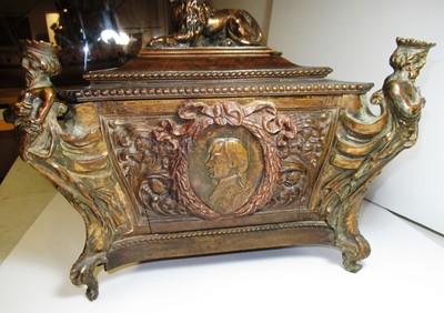 Lot 151 - A RARE CIGAR AND CIGARETTE CASKET MADE FROM OAK AND COPPER SALVAGED FROM H.M.S. FOUDROYANT