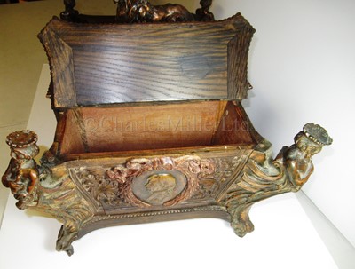 Lot 151 - A RARE CIGAR AND CIGARETTE CASKET MADE FROM OAK AND COPPER SALVAGED FROM H.M.S. FOUDROYANT