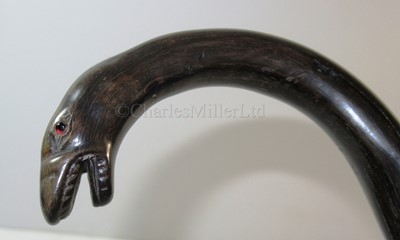 Lot 103 - Ø A RARE AND UNUSUAL BALEEN SAILORWORK 'SEA SERPENT' STICK