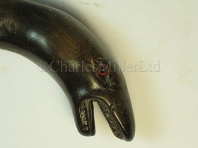 Lot 103 - Ø A RARE AND UNUSUAL BALEEN SAILORWORK 'SEA SERPENT' STICK