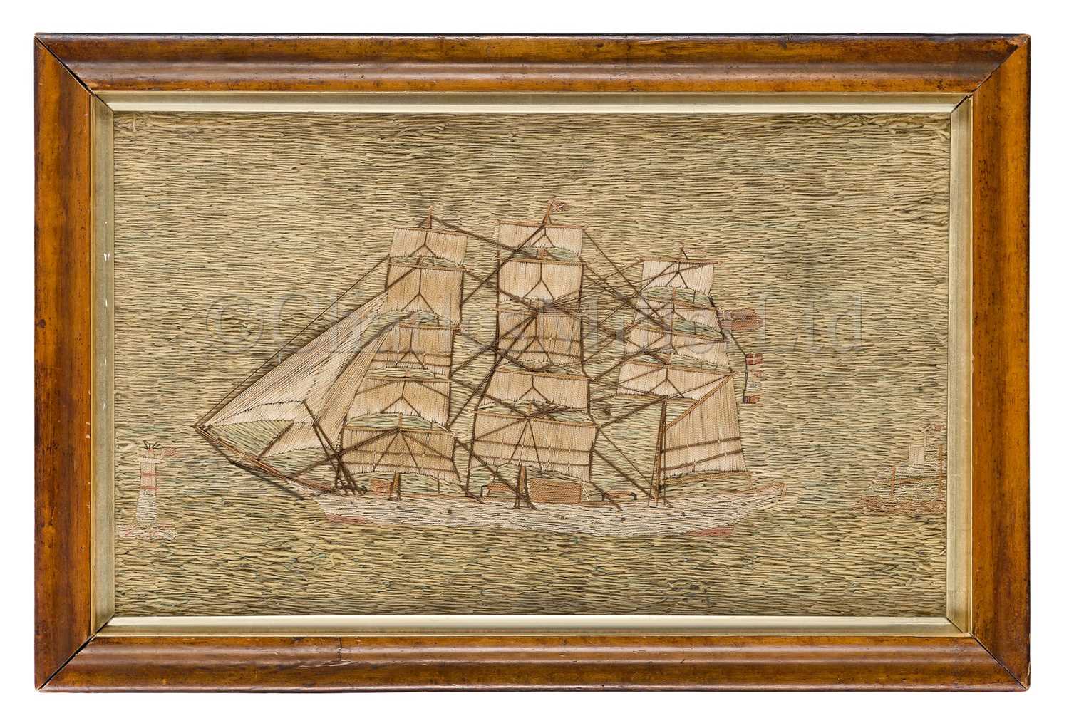 Lot 82 - A 19TH CENTURY SAILOR'S WOOLWORK PICTURE