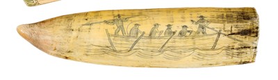 Lot 48 - Ø A SCRIMSHAW DECORATED WHALE'S TOOTH