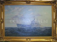 Lot 94 - δ EDWARD D. WALKER (BRITISH, B. 1931) - The last battleship, H.M.S. 'Vanguard'