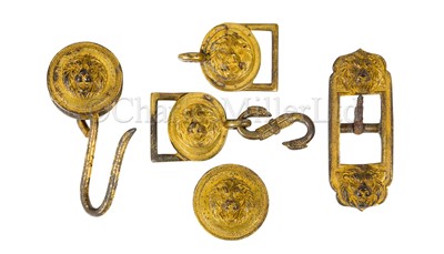 Lot 134 - A SET OF LATE 18TH CENTURY MIDSHIPMAN'S GILT BRASS SWORD BELT MOUNTINGS