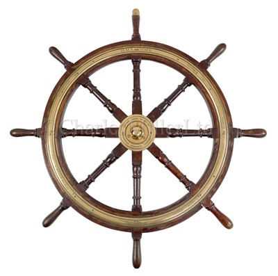 Lot 204 - AN HISTORICALLY IMPORTANT WIGHT SPOKE SHIP'S HELM FROM H.M.S. STORK, 1936