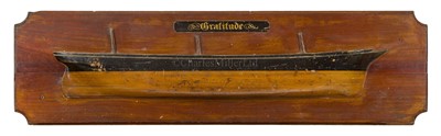 Lot 10 - A BUILDER'S HALF-BLOCK MODEL FOR THE THREE-MASTED SHIP 'GRATITUDE', CIRCA 1876