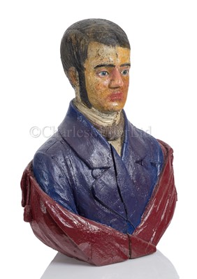 Lot 20 - A MERCHANTMAN'S FIGUREHEAD, PROBABLY AN AMERICAN SHIP OWNER'S SON, CIRCA 1830