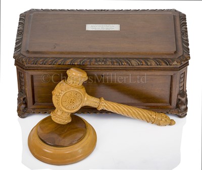 Lot 75 - A PRESENTATION GAVEL AND BLOCK, CIRCA 1954