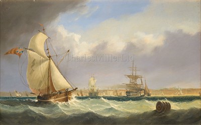 Lot 9 - ROBERT MOORE (BRITISH, 1905-1963): Shipping off Portsmouth