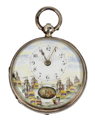 Lot 126 - A COMMEMORATIVE AUTOMATON WATCH FOR THE BATTLE OF TRAFALGAR, 1805, CIRCA 1810