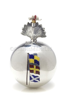 Lot 54 - A NOVELTY SILVER  GRENADE-PATTERN CIGAR LIGHTER, RETAILED BY ASPREY, LONDON, 1886
